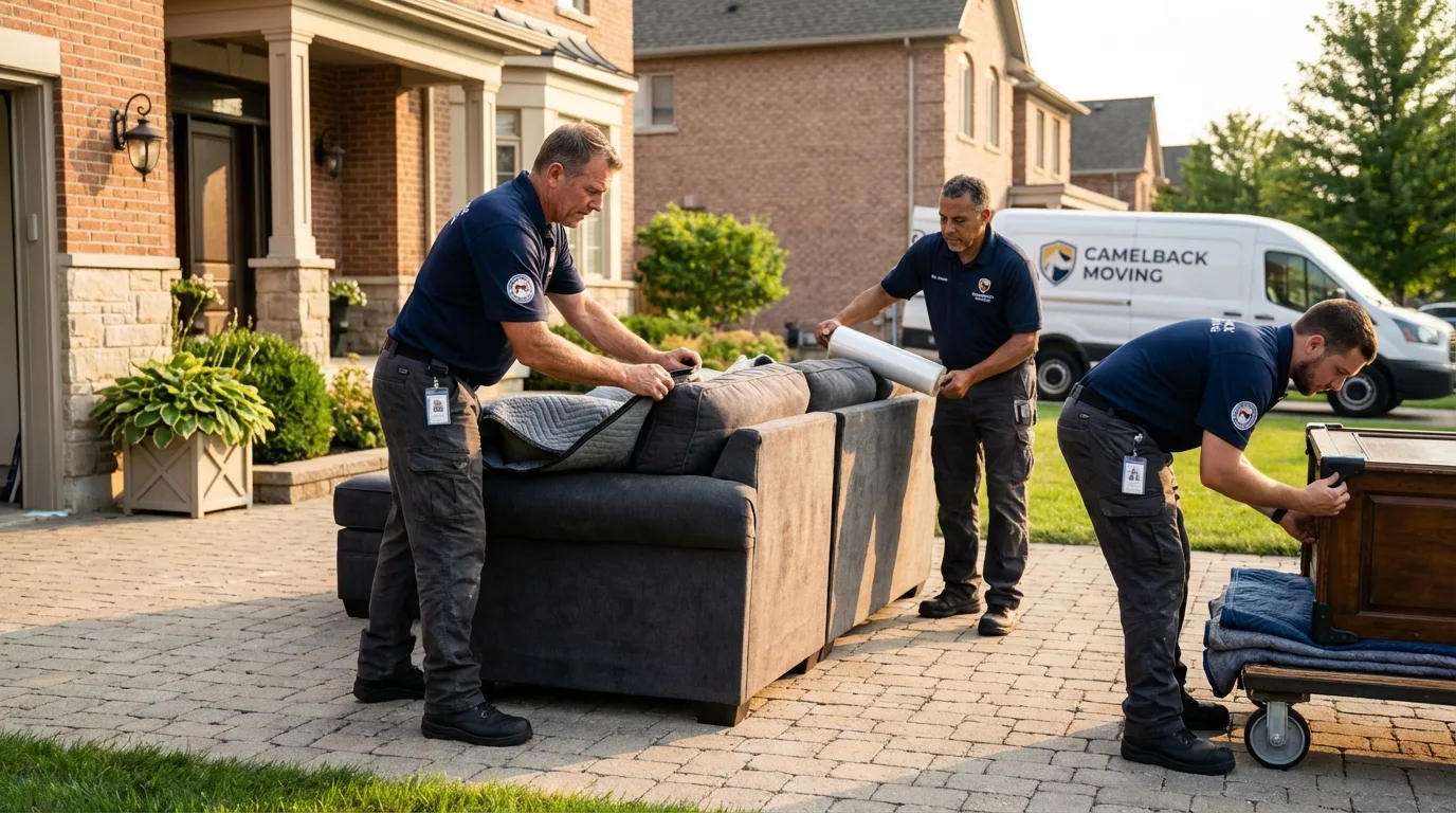 Large estate moving crew wrapping furniture in Kenilworth, NJ